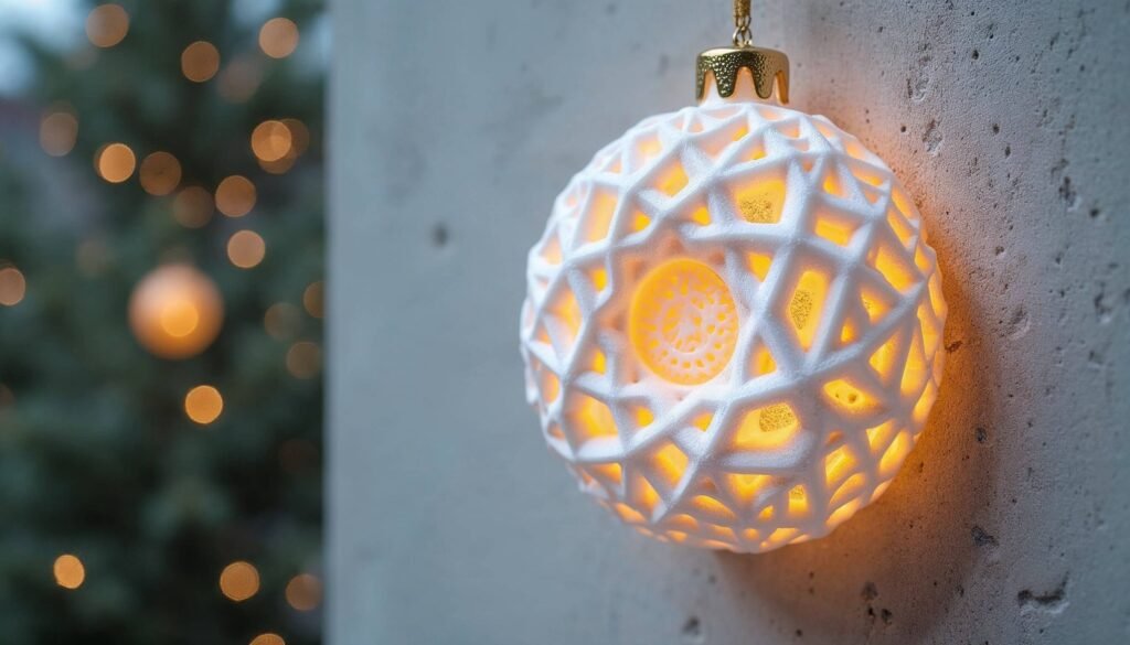 Adorno navideño impreso en 3D paramétrico con fractal
